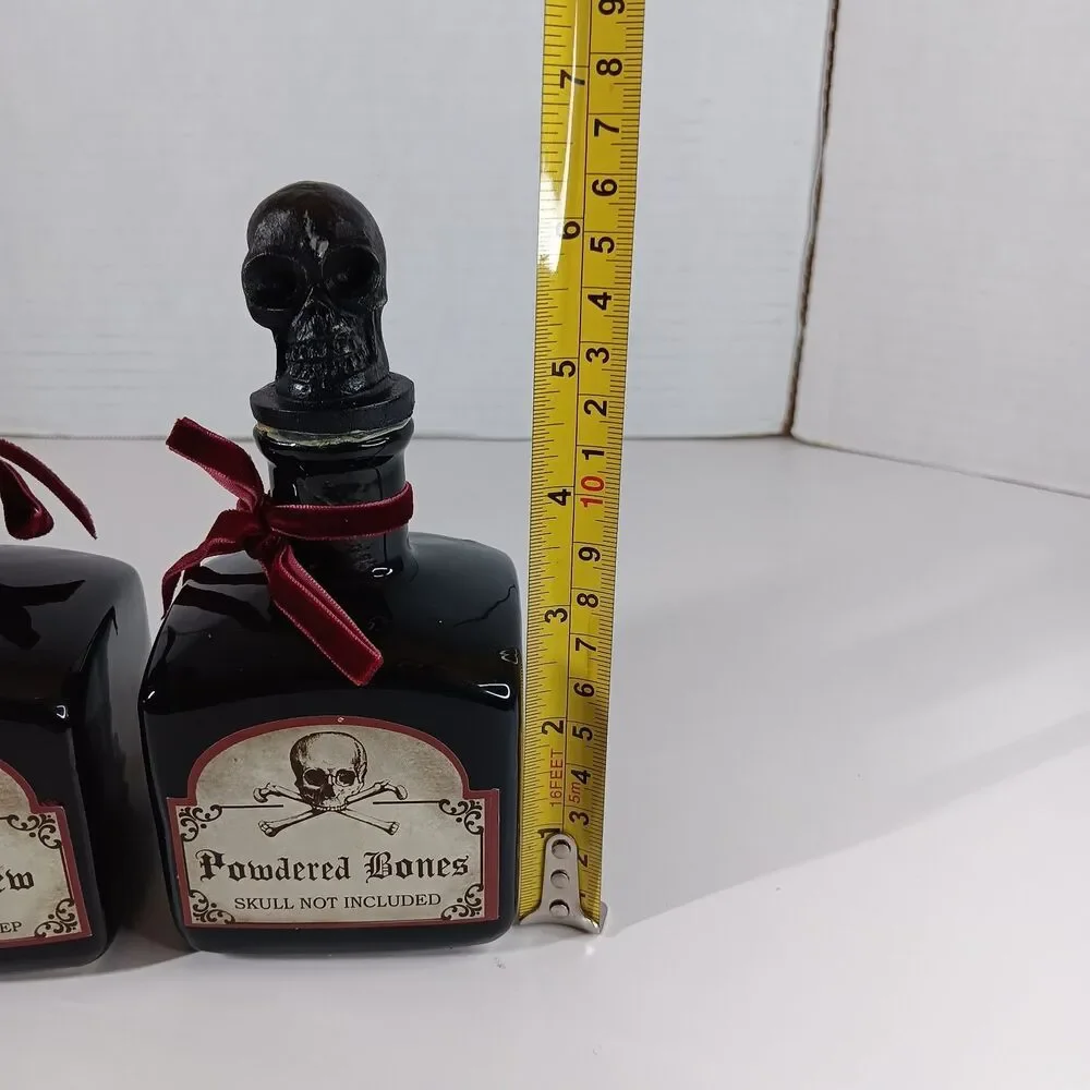 Ashland Ceramic Potion Bottle Halloween Decor Skull Bones Raven Goth Gothic